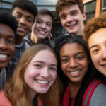 Group of school kids smiling