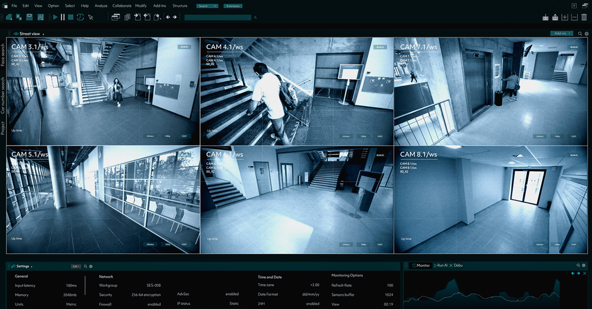 Screen showing school security camera footage