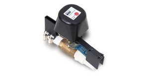 GR-105 Z-Wave water shut off valve controller installed on water main pipe — Liberty Security Canada